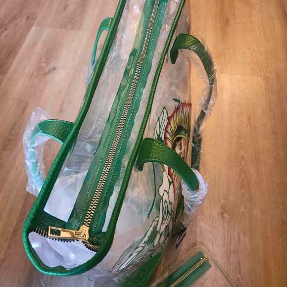 Ed Hardy Virgin Mary Clear Tote Bag - Green PVC - NWT - Picture 3 of 3